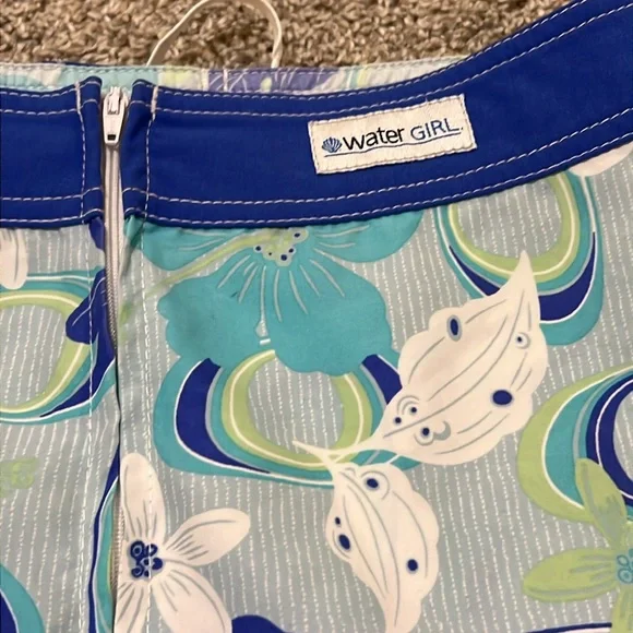 Water Girl by Patagonia Blue Print Hiking Surf ‎ Skirt Size 6 Hibiscus comfort - Picture 11 of 16